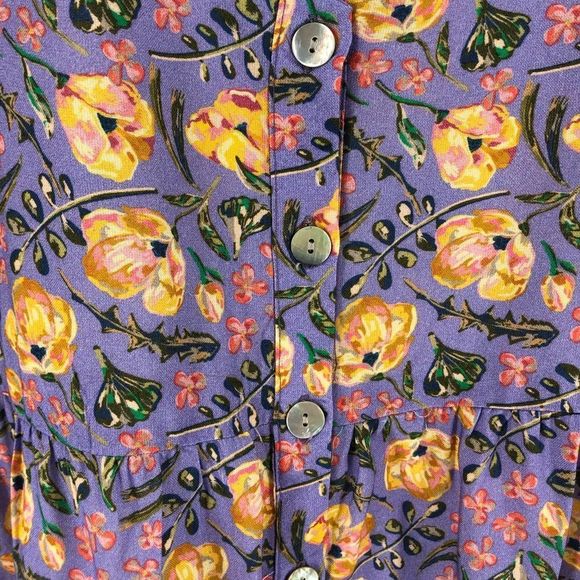 Nrvna Mode Jeanne Purple Floral Mini Shirt Dress Long Sleeve size Small NWT - Picture 3 of 12